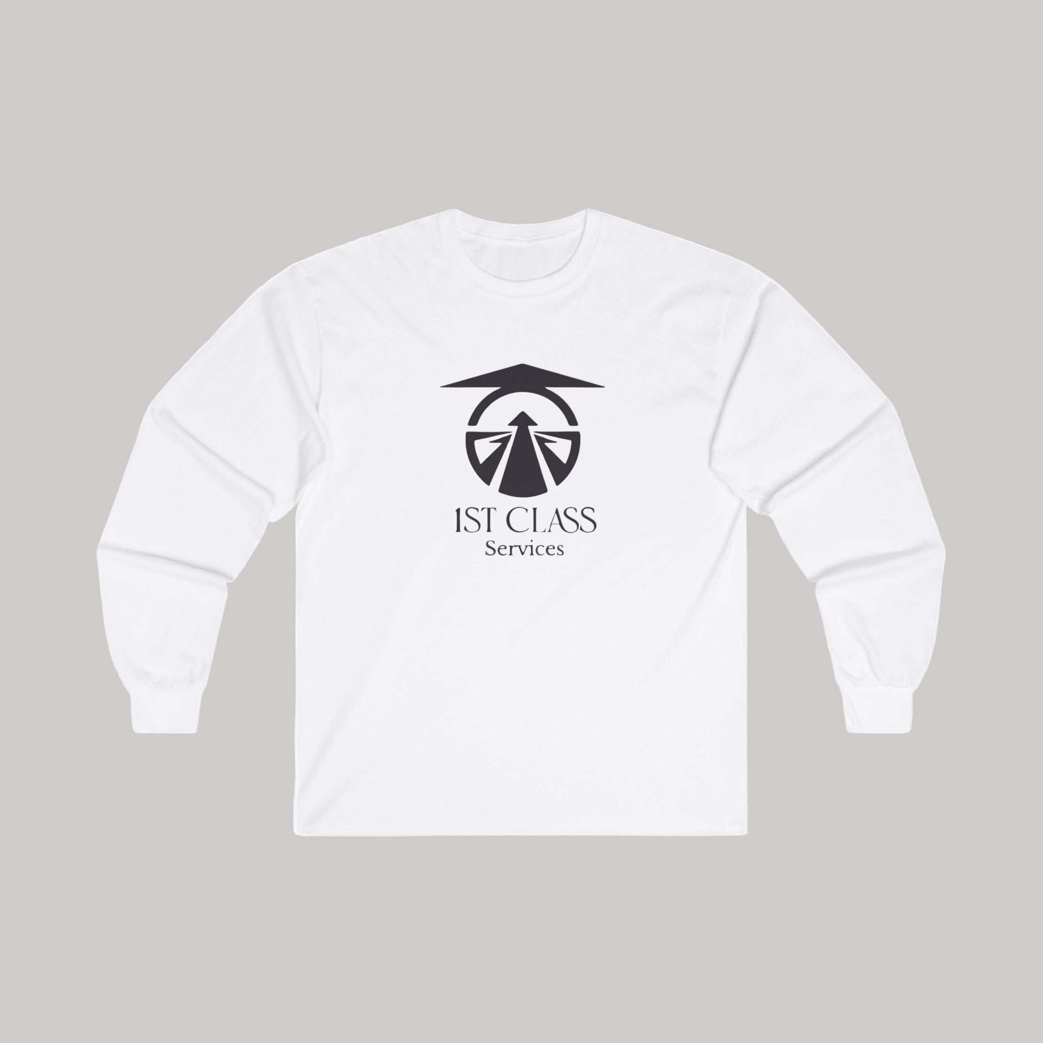1st Class Services Unisex Long Sleeve Tee – Black Logo
